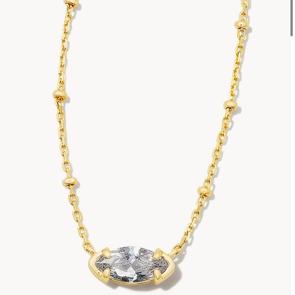 Kendra Scott Genevieve Gold Satellite Short Pendant Necklace in White Crystal